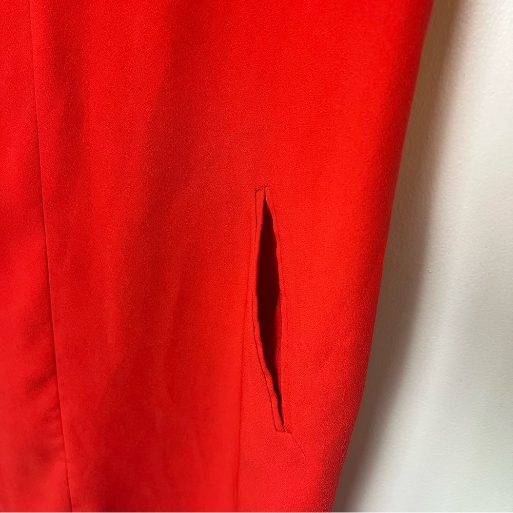 Banana Republic Women Size 6P Shift Dress Red Short Sleeve High Low Holiday - Picture 2 of 6